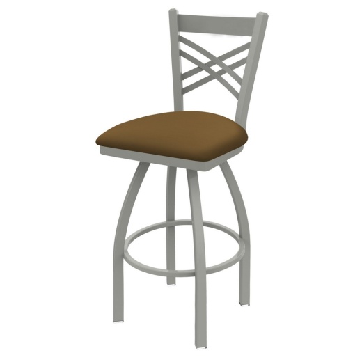 820 Catalina Swivel Stool With Anodized Nickel Finish And Canter Saddle Seat
