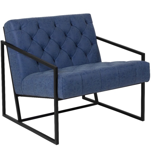 Hercules Madison Series Retro Blue Leathersoft Tufted Lounge Chair