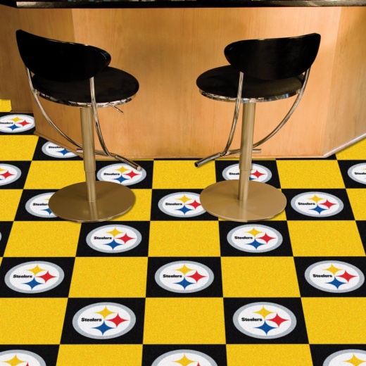 Pittsburgh Steelers Team Carpet Tiles 45 Sq Ft. Circular Steelers Primary Logo