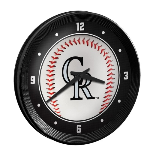 Colorado Rockies: Baseball Ribbed Frame Wall Clock