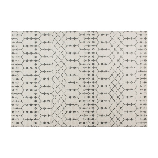 Beth Geometric Bohemian Low Pile Rug 5' X 7' Ivory/Gray Polyester