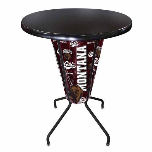 L218 University Of Montana 42" Tall 36" Indoor/Outdoor Black Steel Top Lighted Pub Table With Black Wrinkle Finish
