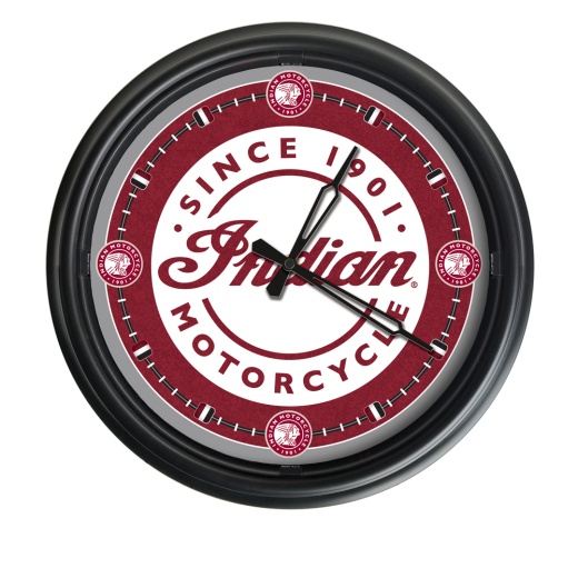 Indian Motorcycle (Script) Indoor/Outdoor Led Wall Clock By Holland Bar Stool