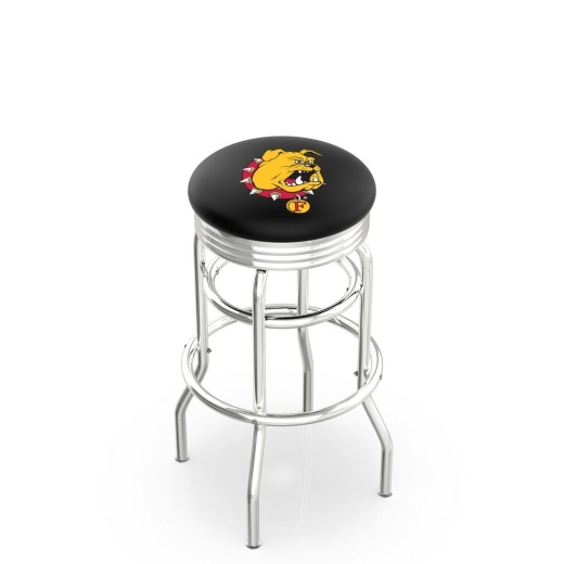 L7c3c Chrome Double Ring Ferris State Swivel Bar Stool With 2.5" Ribbed Accent Ring By Holland Bar Stool Company