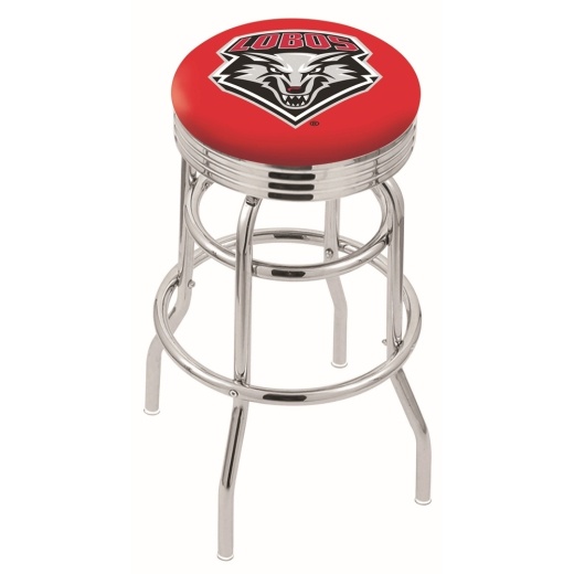 L7c3c Chrome Double Ring Mexico Swivel Bar Stool With 2.5" Ribbed Accent Ring By Holland Bar Stool Company