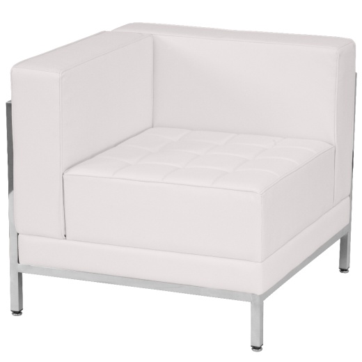 Hercules Imagination Series Contemporary Melrose White Leathersoft Left Corner Chair With Encasing Frame