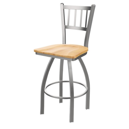 810 Contessa Swivel Stool With Stainless Finish And Natural Maple Seat