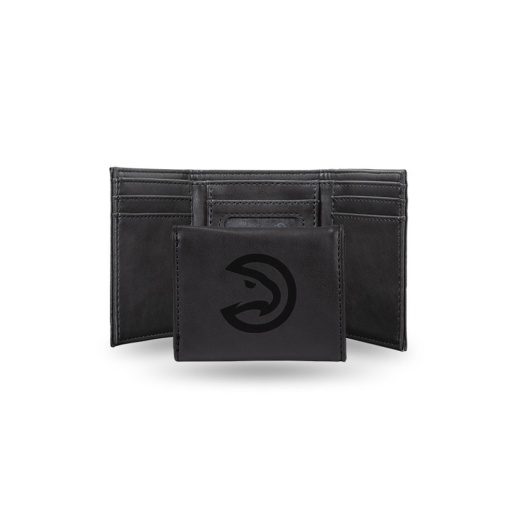 Hawks Atl Laser Engraved Black Trifold Wallet