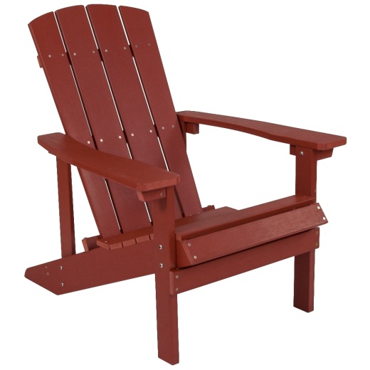 Charlestown Commercial Allweather Poly Resin Wood Adirondack Chair In Red
