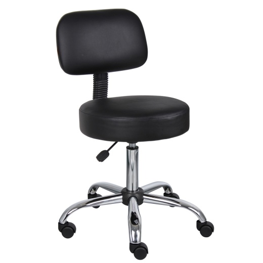 Boss Black Caressoft Medical Stool W/ Back Cushion