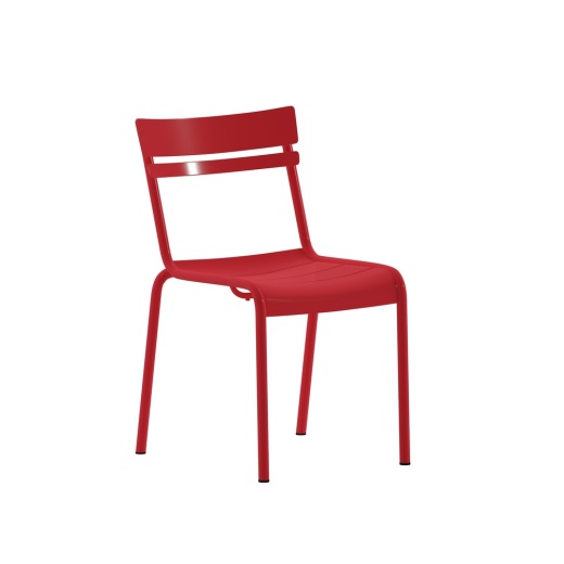 Nash Commercial Grade Steel Stack Chair, Indooroutdoor Armless Chair With 2 Slat Back In Red