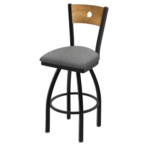 830 Voltaire Swivel Stool With Black Wrinkle Finish, Medium Back And Graph Alpine Seat