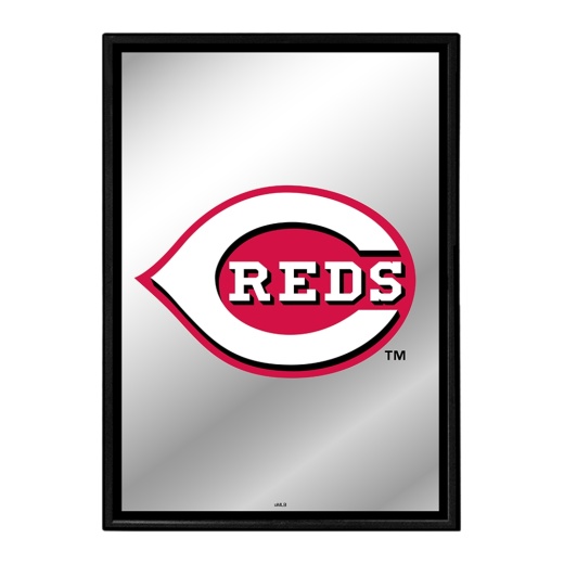Cincinnati Reds: Vertical Framed Mirrored Wall Sign