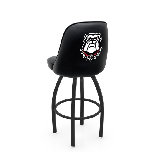 L048 Logo Grizzly Georgia "Bulldog" Swivel Stool With Black Wrinkle Finish By Holland Stool Co