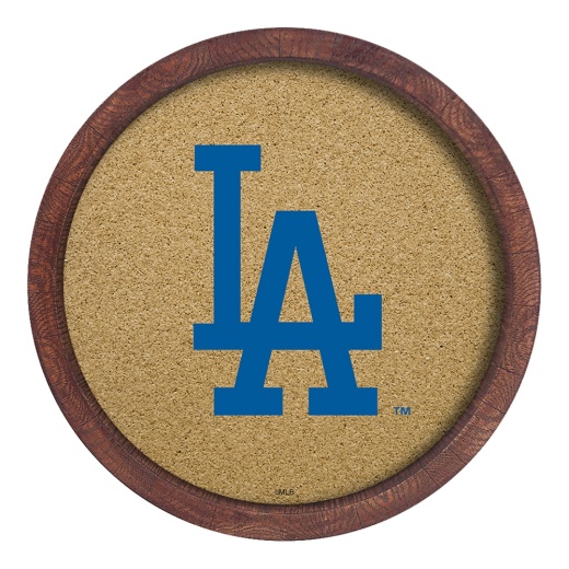 Los Angeles Dodgers: Logo "Faux" Barrel Framed Cork Board