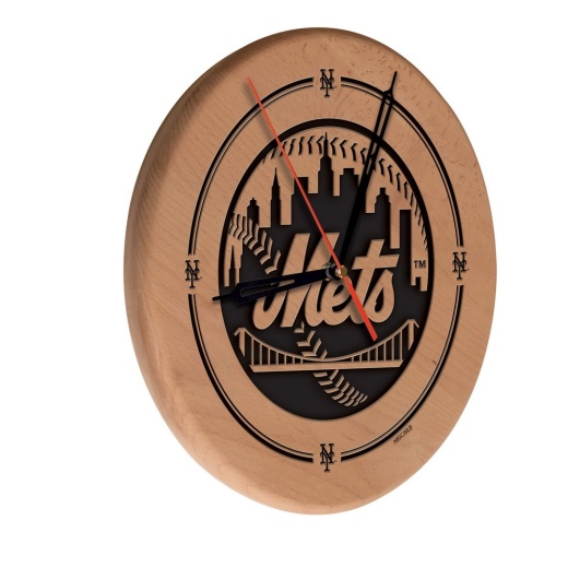 York Mets 13" Solid Wood Engraved Clock