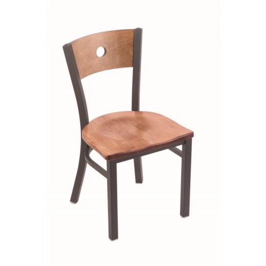 630 Voltaire 18" Chair With Pewter Finish, Medium Back, And Medium Maple Seat