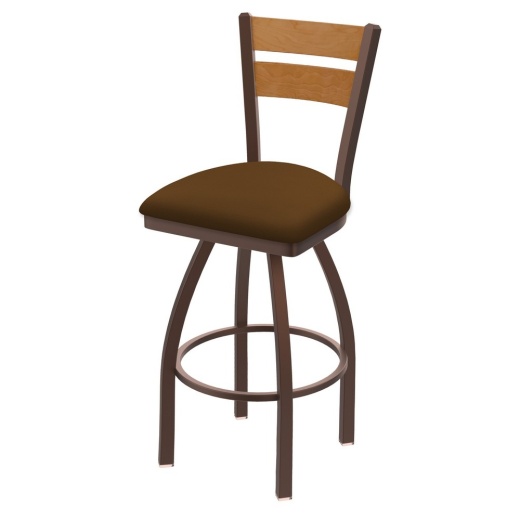 832 Thor Swivel Stool With Bronze Finish, Medium Back And Canter Thatch Seat