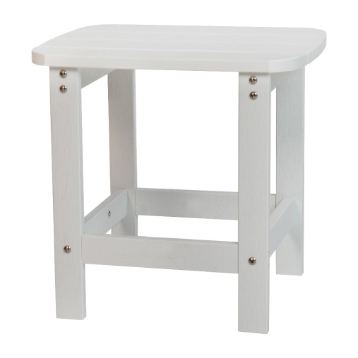 Charlestown Allweather Poly Resin Wood Commercial Grade Adirondack Side Table In White