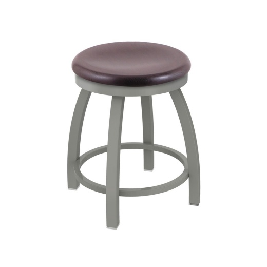 802 Misha 18" Swivel Vanity Stool With Anodized Nickel Finish And Dark Cherry Oak Seat
