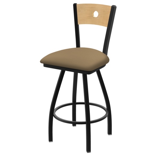 Xl 830 Voltaire Swivel Stool With Black Wrinkle Finish, Natural Back, And Canter Sand Seat