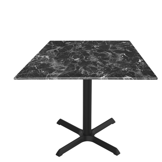 Indoor/Outdoor 30" Tall Od211 Black Table Base With 30" X 30" Foot And 36" X 36" Square Indoor/Outdoor Euroslim Top By The Holland Bar Stool Co