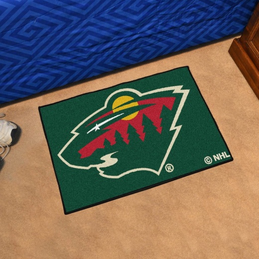 Minnesota Wild Starter Mat Accent Rug 19In. X 30In. Wild Head Primary Logo