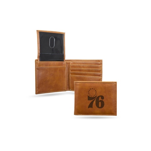 76Ers Laser Engraved Brown Billfold Wallet