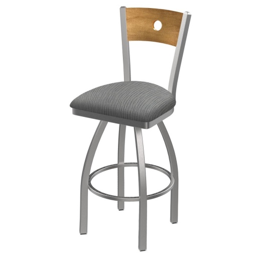 830 Voltaire Swivel Counter Stool With Stainless Finish, Medium Back, And Graph Alpine Seat