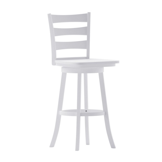 Liesel Commercial Grade Wooden Classic Ladderback Swivel Bar Height Barstool With Solid Wood Seat, Antique White Wash