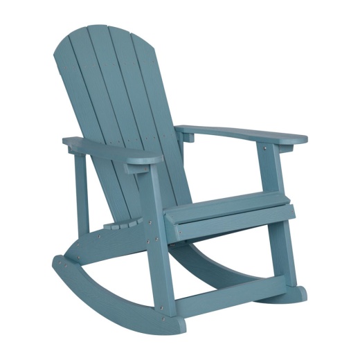 Savannah Commercial Grade Allweather Poly Resin Wood Adirondack Rocking Chair With Rust Resistant Stainless Steel Hardware In Sea Foam