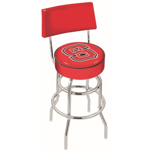 L7c4 Chrome Double Ring North Carolina State Swivel Bar Stool With A Back By Holland Bar Stool Company