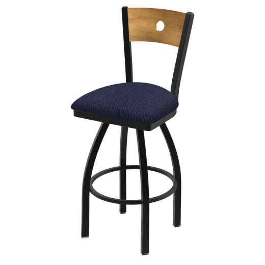 830 Voltaire Swivel Stool With Black Wrinkle Finish, Medium Back And Graph Anchor Seat