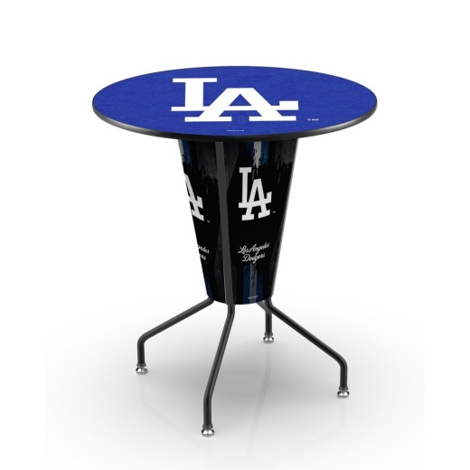 L218 Los Angeles Dodgers 42" Tall 36" Indoor Logo Top Lighted Pub Table With Black Wrinkle Finish