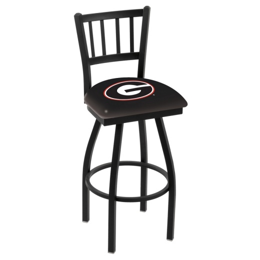 L018 Black Wrinkle Georgia "G" Swivel Bar Stool With Jailhouse Style Back By Holland Bar Stool Co