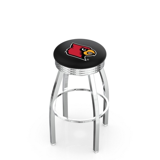 L8c3c Chrome Louisville Swivel Bar Stool With 2.5" Ribbed Accent Ring By Holland Bar Stool Company