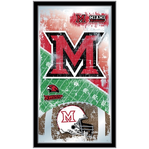 Miami (Oh) 15" X 26" Football Mirror By Holland Bar Stool Company