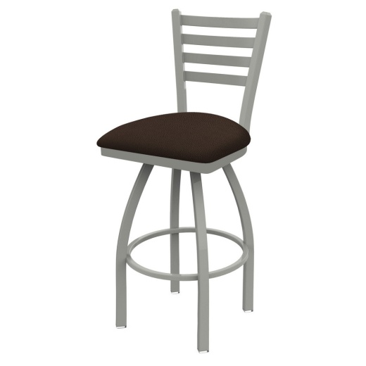 410 Jackie Swivel Stool With Anodized Nickel Finish And Rein Coffee Seat