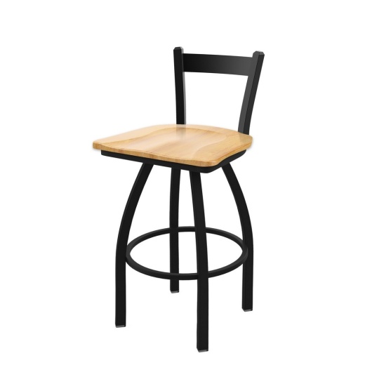 821 Catalina Low Back Swivel Stool With Black Wrinkle Finish And Natural Maple Seat