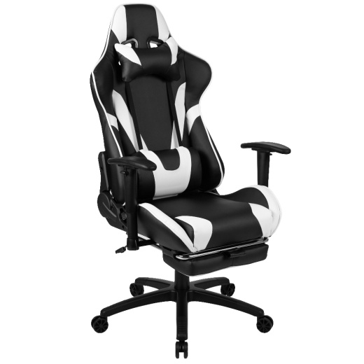X30 Gaming Chair Racing Office Ergonomic Computer Chair With Fully Reclining Back And Slideout Footrest In Black Leathersoft