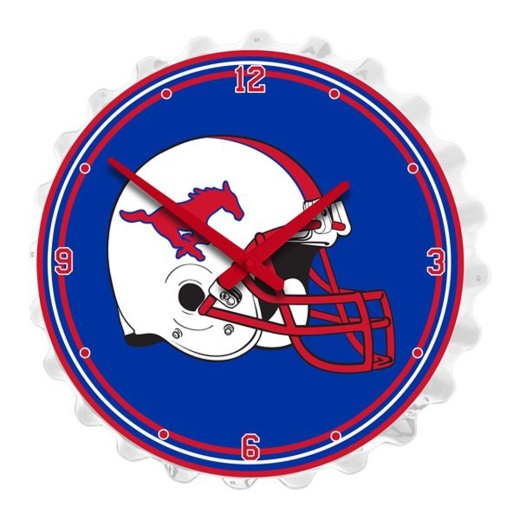 Smu Mustangs: Helmet Bottle Cap Wall Clock
