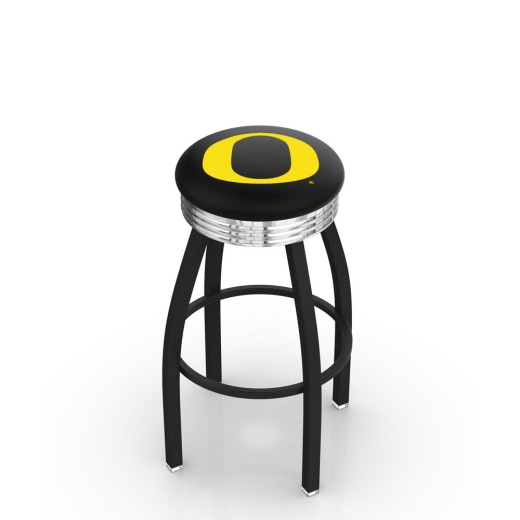 L8b3c University Of Oregon Swivel Stool With A Black Wrinkle And Chrome Finish By Holland Bar Stool Company