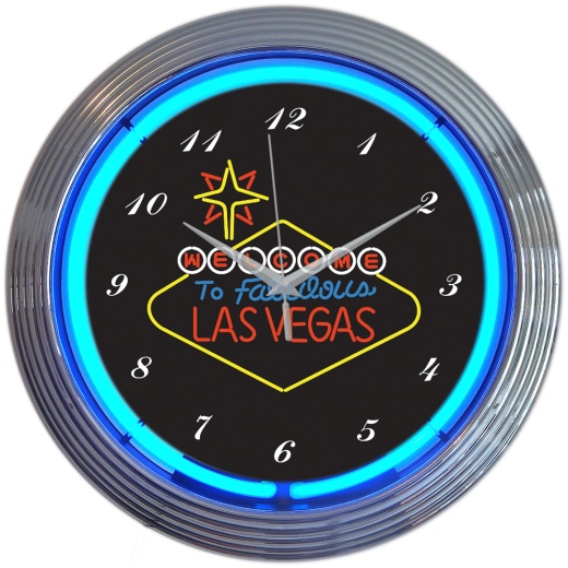 Las Vegas Sign Neon Clock 15" X 15" X 3"
