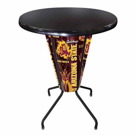 L218 Arizona State University 42" Tall 36" Indoor/Outdoor Black Steel Top Lighted Pub Table With Black Wrinkle Finish