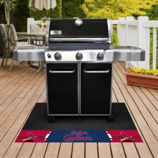 St. Louis Cardinals Vinyl Grill Mat 26In. X 42In. Bird On Bat Primary Logo