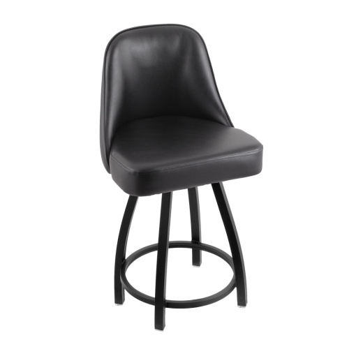 840 Grizzly Swivel Stool With Black Wrinkle Finish And Black Vinyl Seat