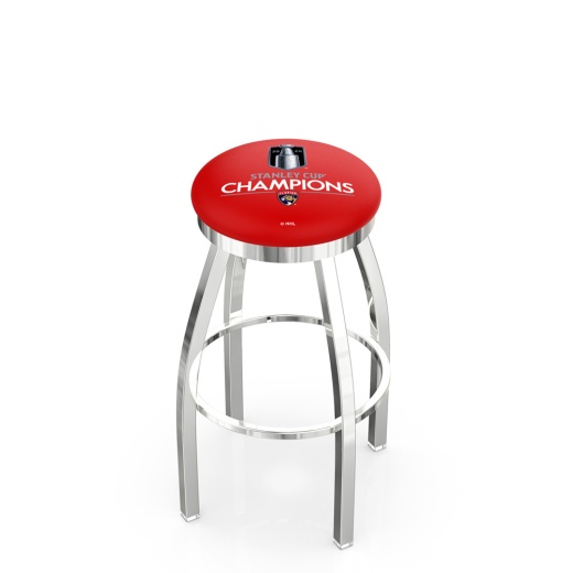 L8c2c Florida Panthers 2024 Stanley Cup Swivel Stool With Chrome Finish By Hbs