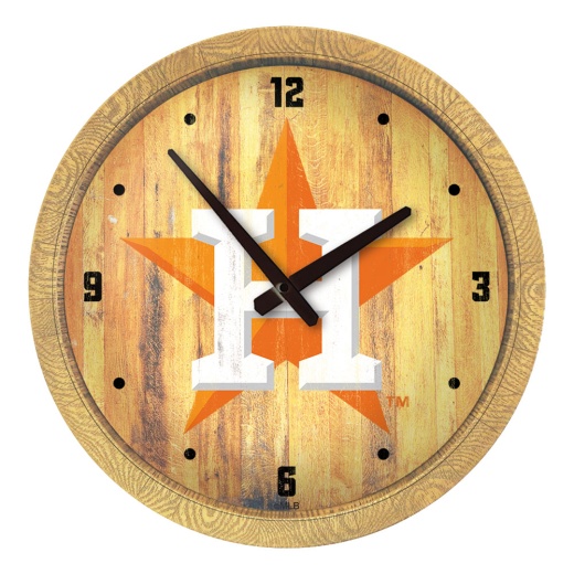 Houston Astros: Logo Weathered "Faux" Barrel Top Clock