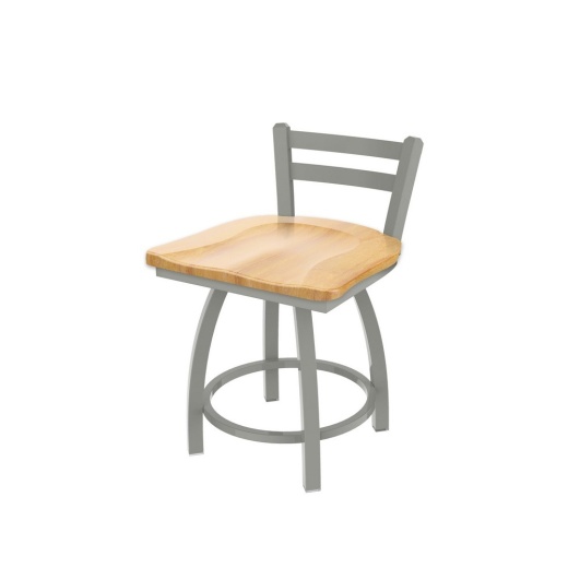 411 Jackie 18" Low Back Swivel Vanity Stool With Anodized Nickel Finish And Natural Maple Seat