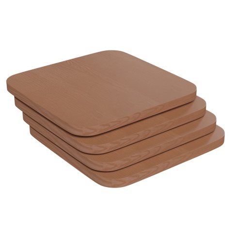 Perry Set Of 4 Poly Resin Wood Seat With Rounded Edges For Colorful Metal Chairs And Stools In Teak